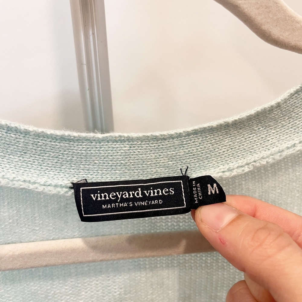 Vineyard Vines Womens Cashmere Linen Cardigan Sweater Blue V-Neck Size Medium - Picture 4 of 8